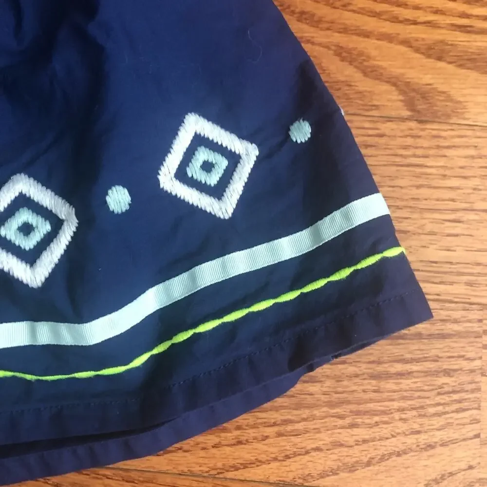 Gymboree Embroidered A-Line 100% Cotton Casual Navy Blue Skirt Girl’s Size 8